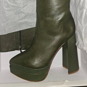 Schutz Elysee Up Green Platform Knee High Boots